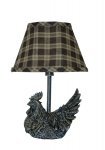 Mini Black Rooster w/ Plaid Shade