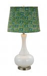 Aladdin Glass Table Lamp White w/ Turquiose Lime Shade