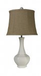 Alhambra White Ceramic Lamp with Burlap Shade