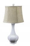 Alhambra White Ceramic Lamp with Burlap Shade - Advantage Club