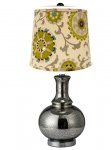 Charmante Mercury Glass Table Lamp w/ Pea and Teal Shade