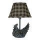 Mini Black Rooster 12" Accent Lamp with Plaid Shade