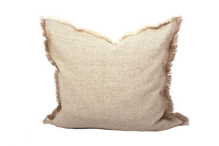 Coastal Decorative Pillows, Stripe Tassel, Taupe | Crumbs Home
